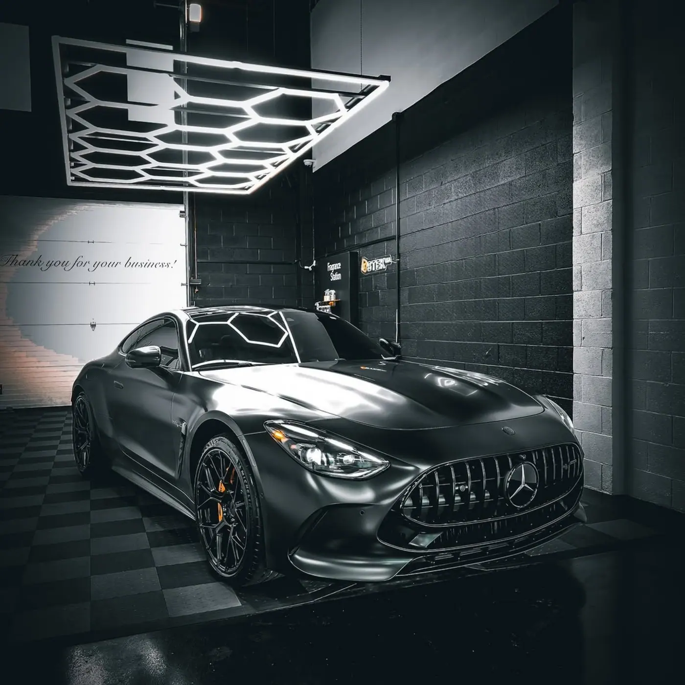 Black Mercedes-AMG GT protected and finished in a controlled studio